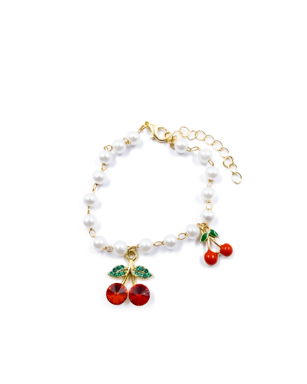 PULSERA DE PERLAS CON DIJE DE FRUTAS - M1 ORO LAMINADO