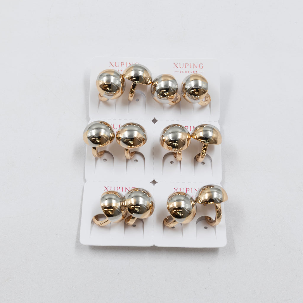 Paquete de 6 pares de Aretes Xuping Dorado M12 Oro Laminado