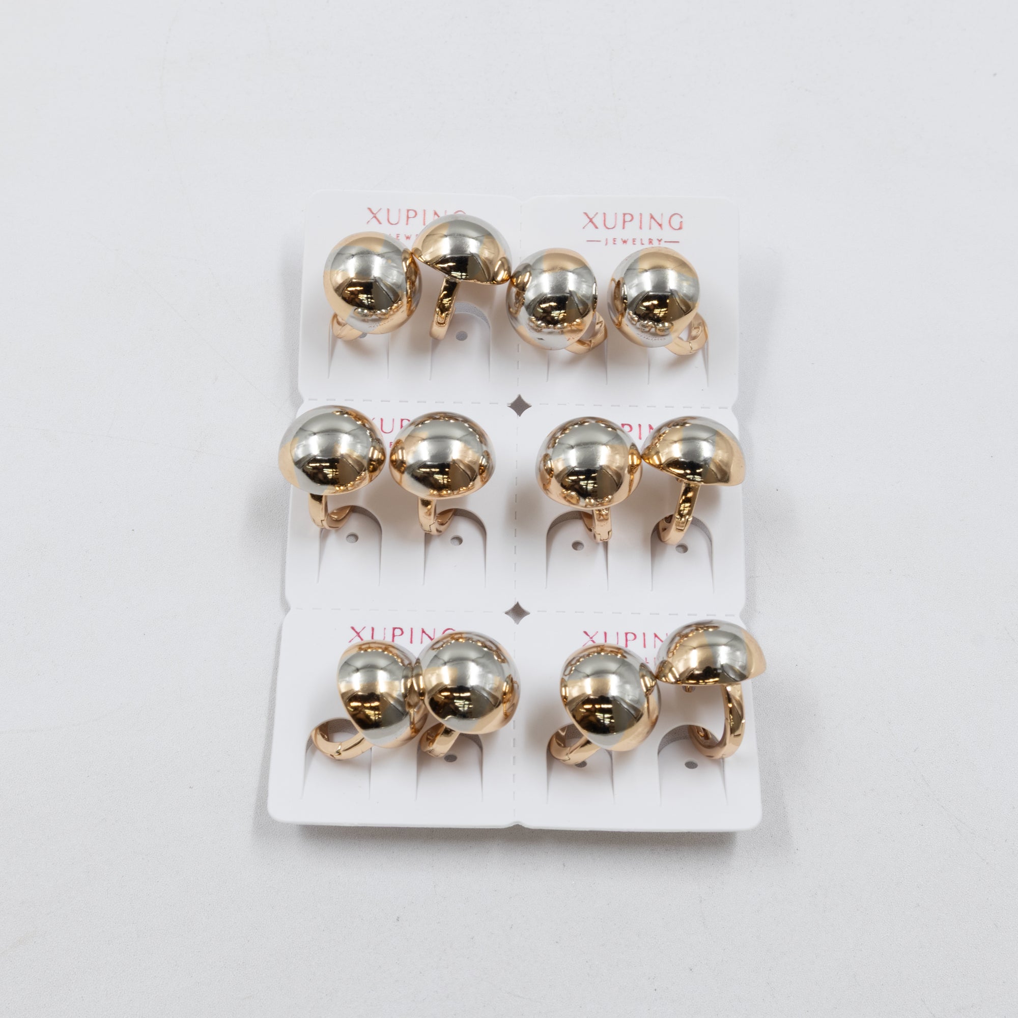 Paquete de 6 pares de Aretes Xuping Dorado M12 Oro Laminado