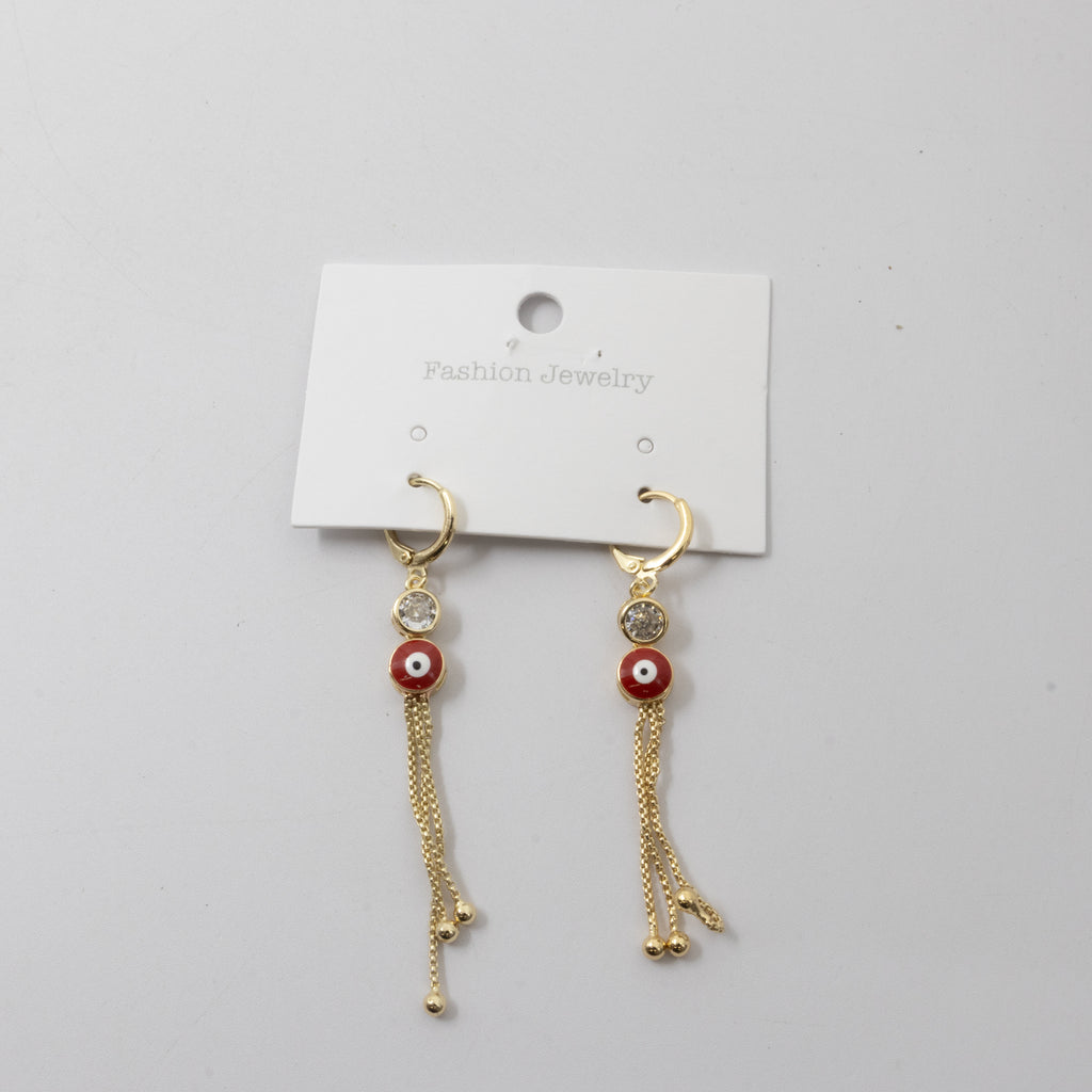 Aretes Dorados Largos de Ojo Turco M2 Oro Laminado
