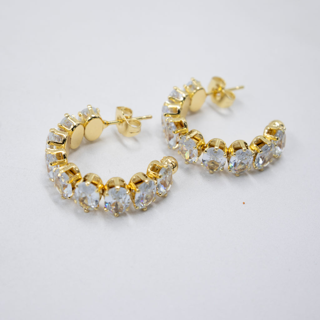 Aretes Dorados con piedras de color M3 Oro Laminado