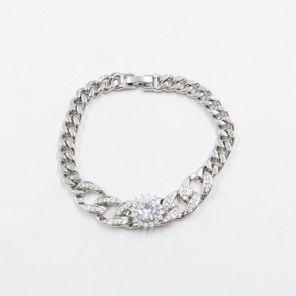 Cadenas de Pulseras Plateadas con Piedras M8 Oro Laminado