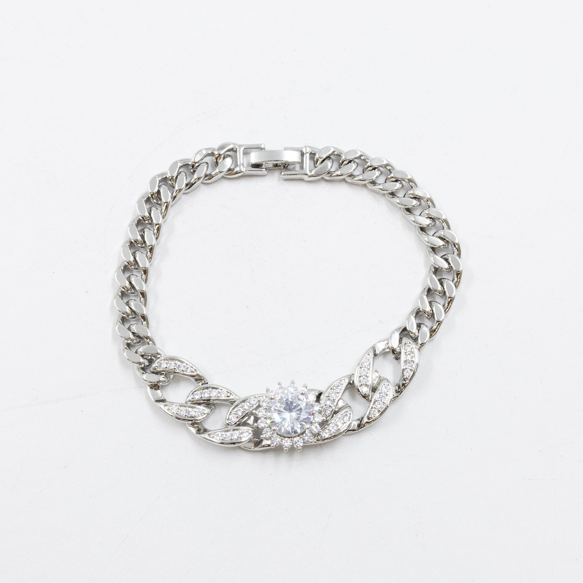 Cadenas de Pulseras Plateadas con Piedras M8 Oro Laminado