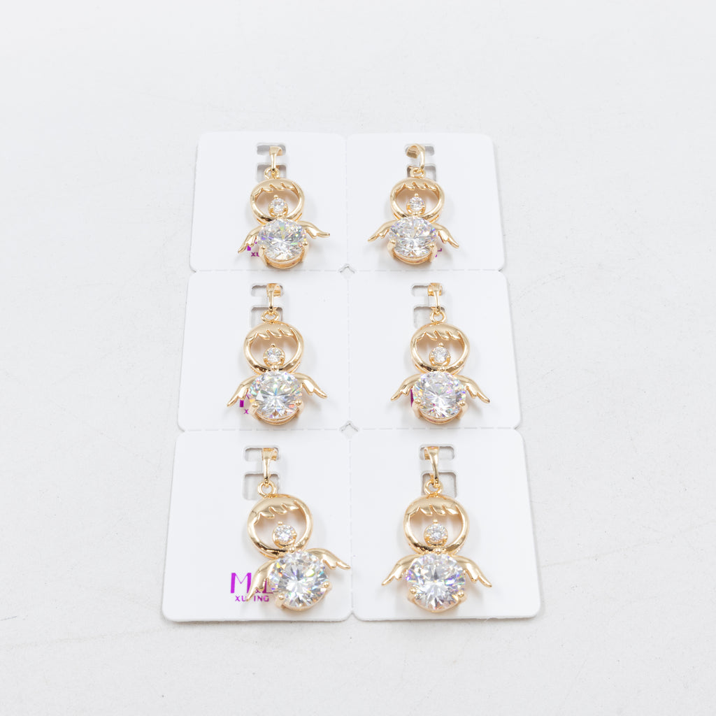 Paquete de 6 dijes con Piedras Oro Rosado  M6 Oro Laminado