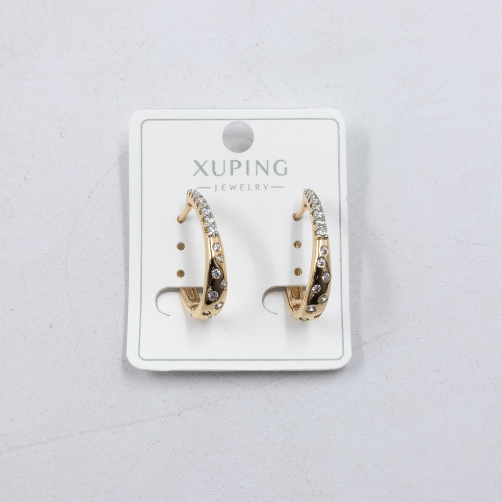 Aretes Dorados con Piedras Xuping M5 Oro Laminado