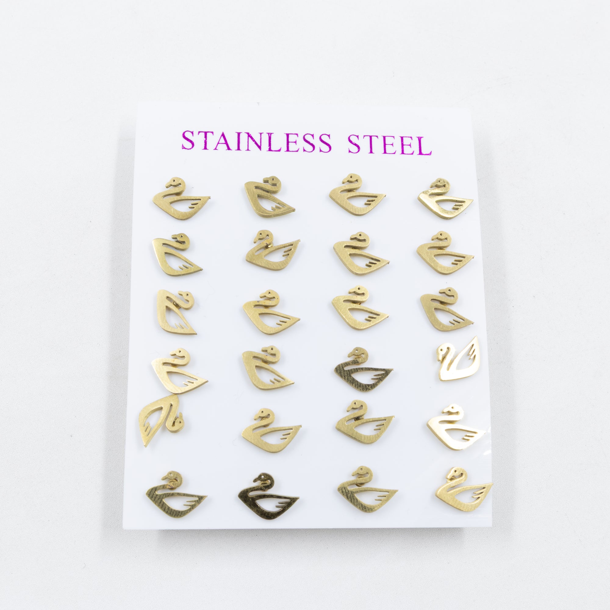 Paquete de 12 Pares de Aretes Dorados M9 Acero Inoxidable