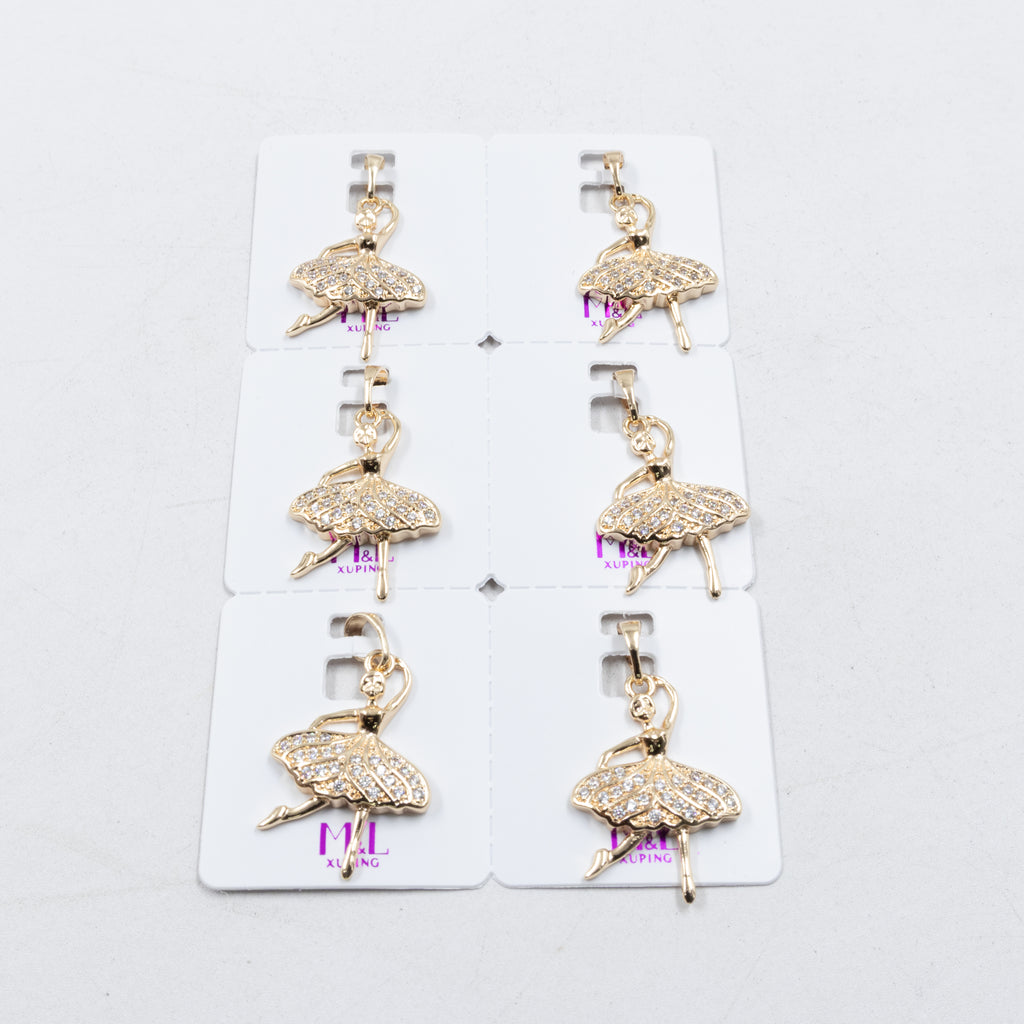 Paquete de 6 dijes con Piedras Oro Rosado  M4 Oro Laminado