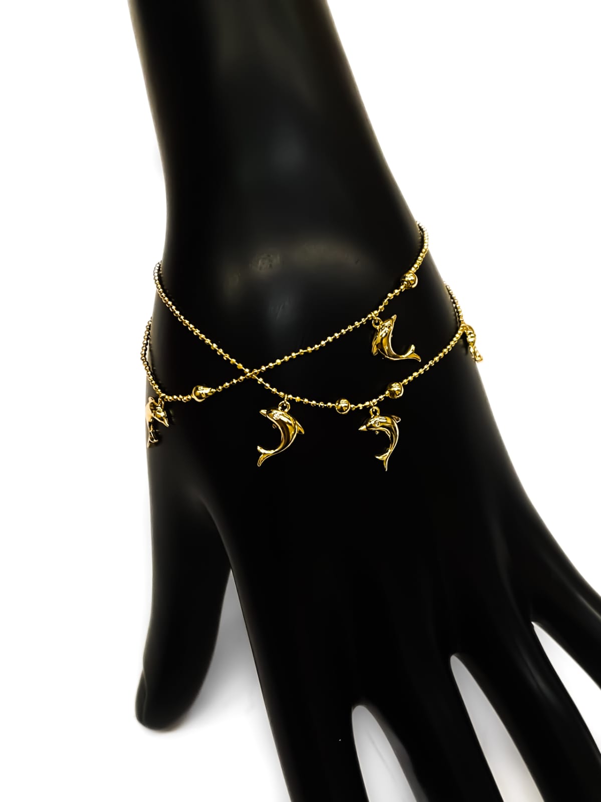 Pulsera de piedras con dije - M1 Oro Laminado