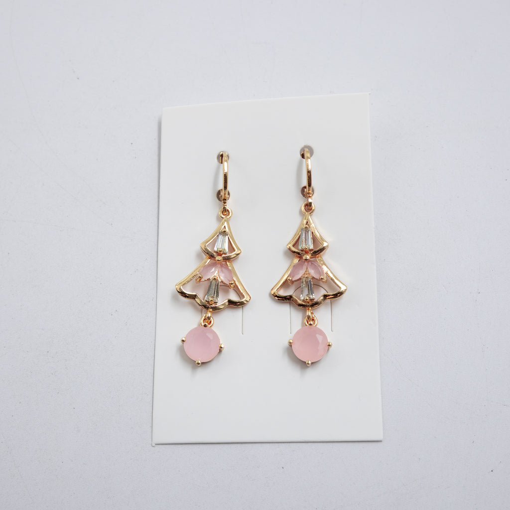 Aretes Largos Dorados con piedras M3 Oro Laminado