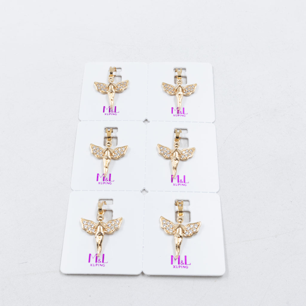 Paquete de 6 dijes con Piedras Oro Rosado  M5 Oro Laminado