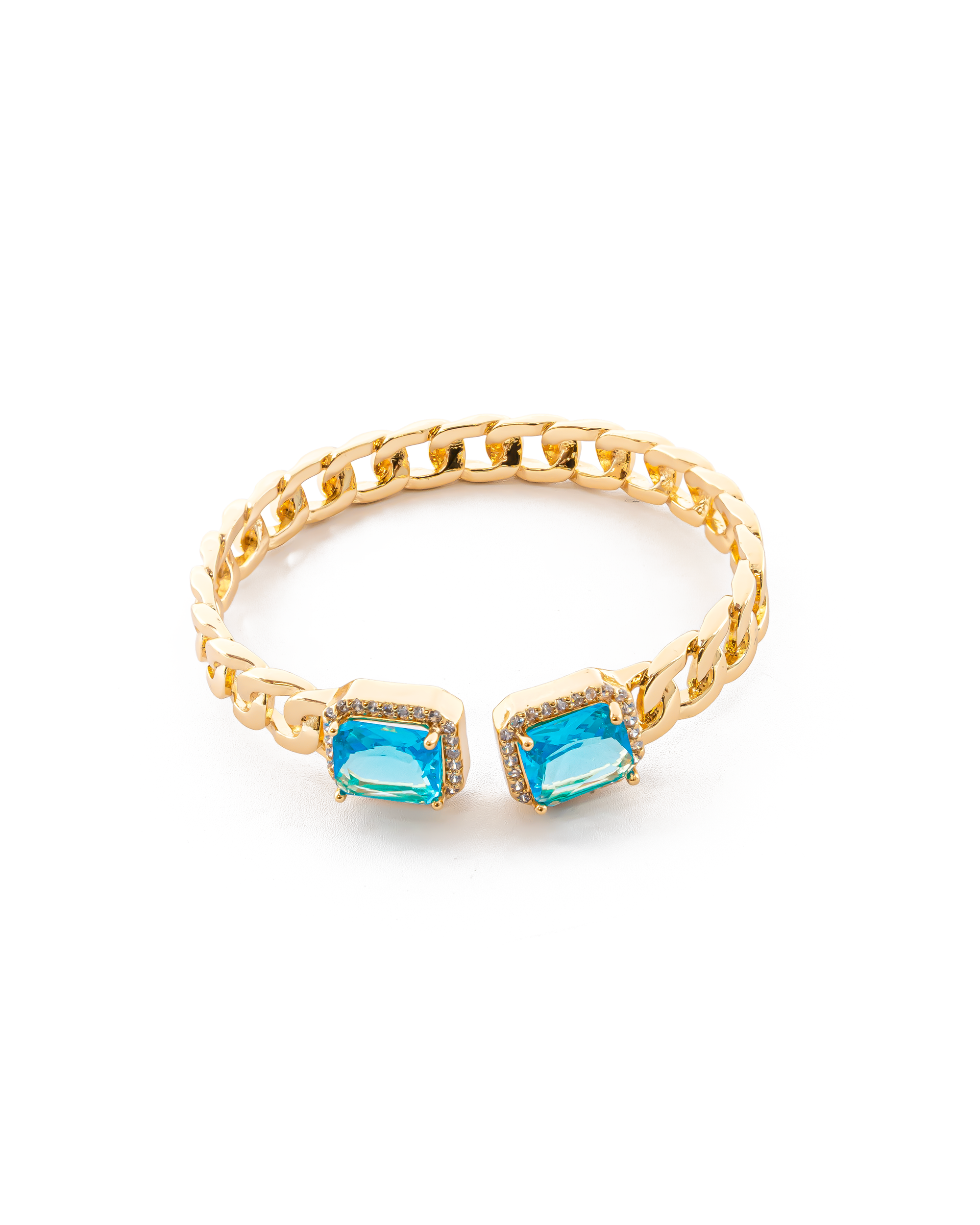 Brazalete Dorado con Piedras M1 Oro Laminado