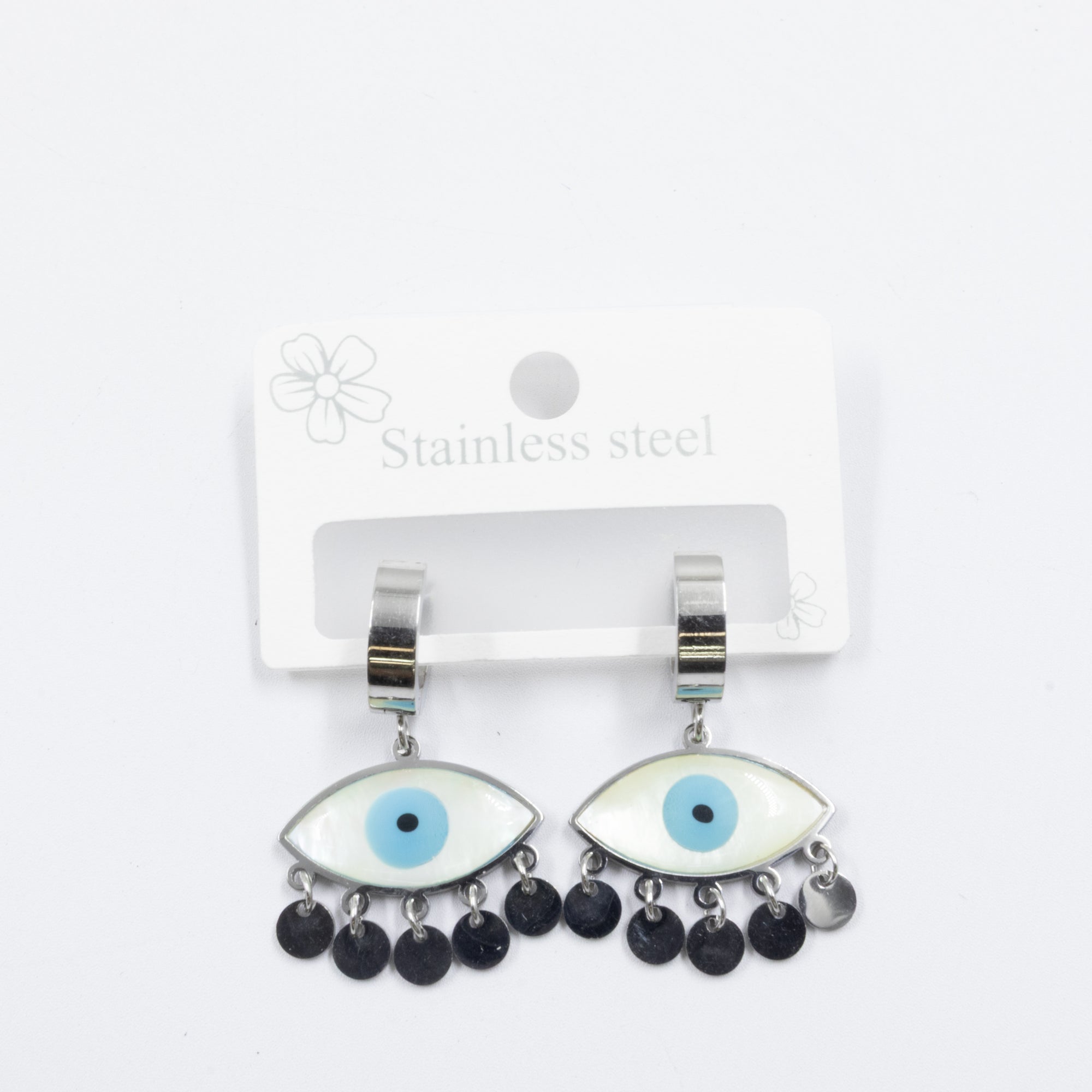 Aretes Plateados de Ojo Turco M6 Oro Laminado