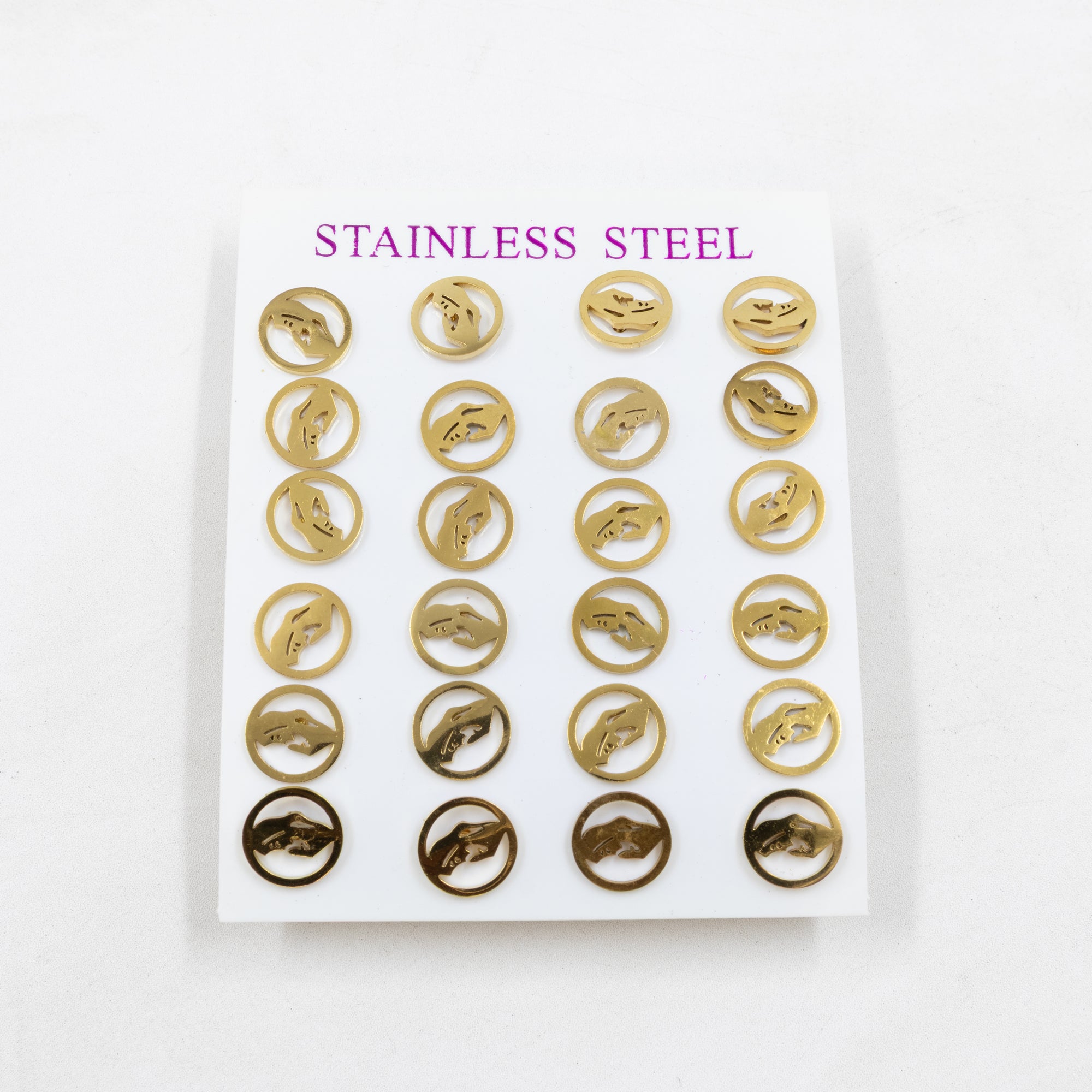 Paquete de 12 Pares de Aretes Dorados M5 Acero Inoxidable