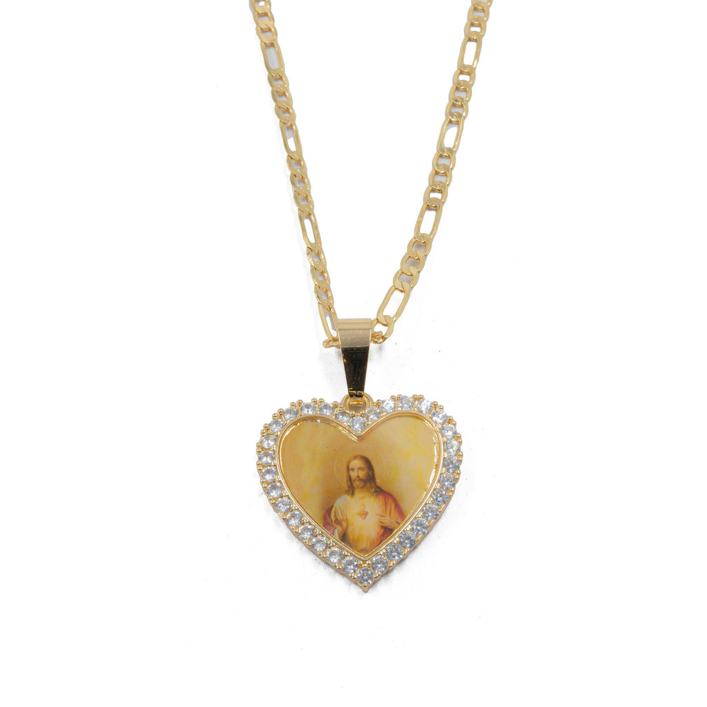 Collar con Dije Religioso Dorado M1 Oro Laminado