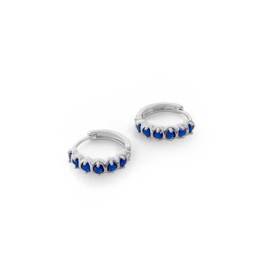 Aretes Plateados Huggies con Piedras Diferentes Colores M11 Oro Laminado