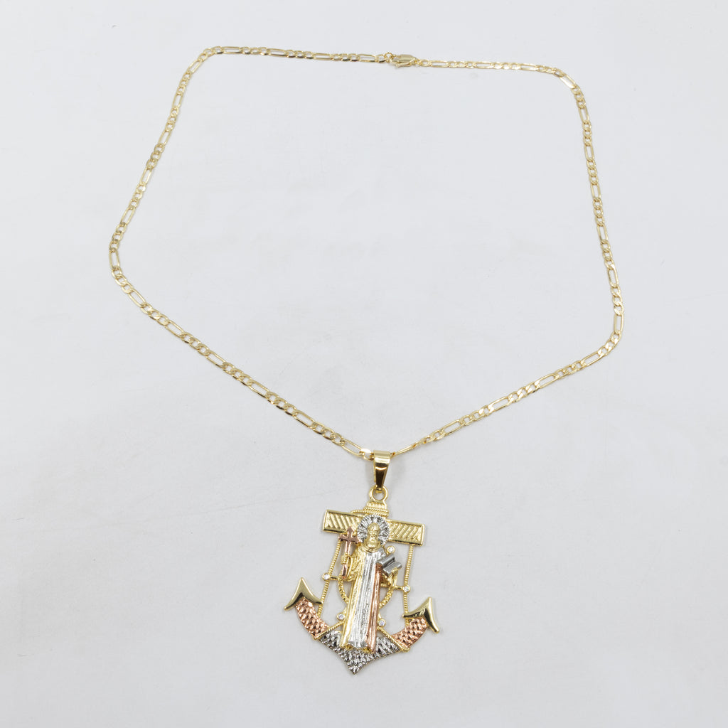Collar con Dije Religioso Dorado M2 Oro Laminado