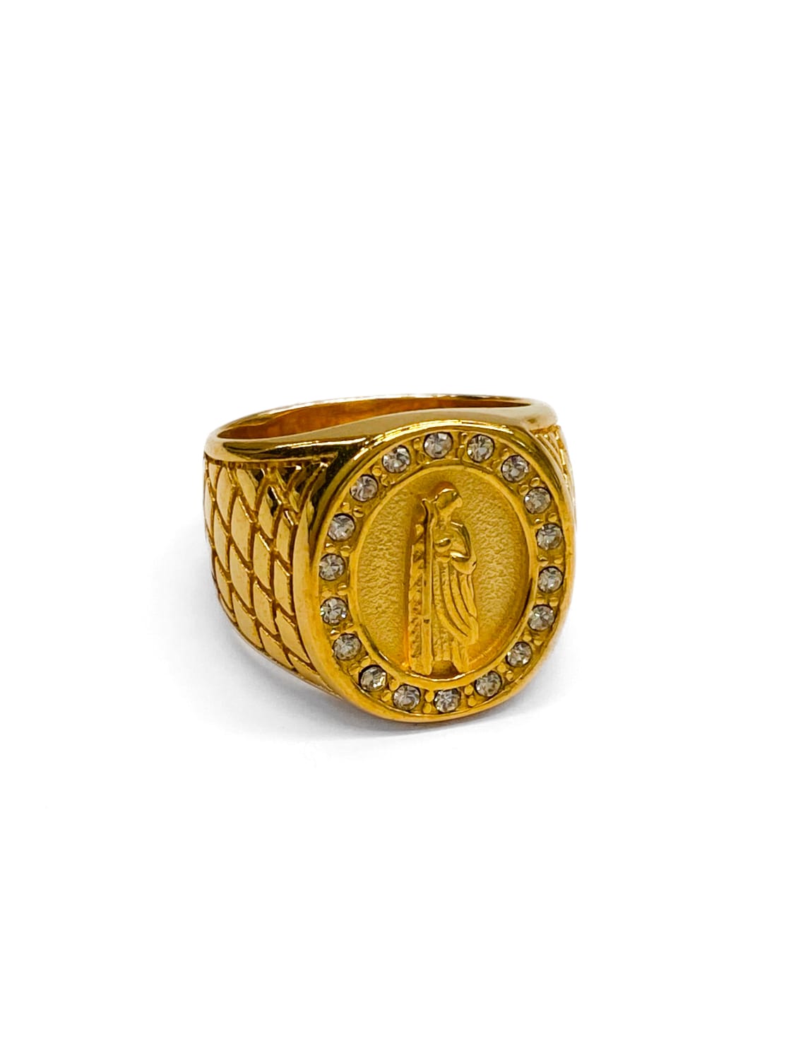 Anillo Religioso Dorado y Plateado Acero Inoxidable M11