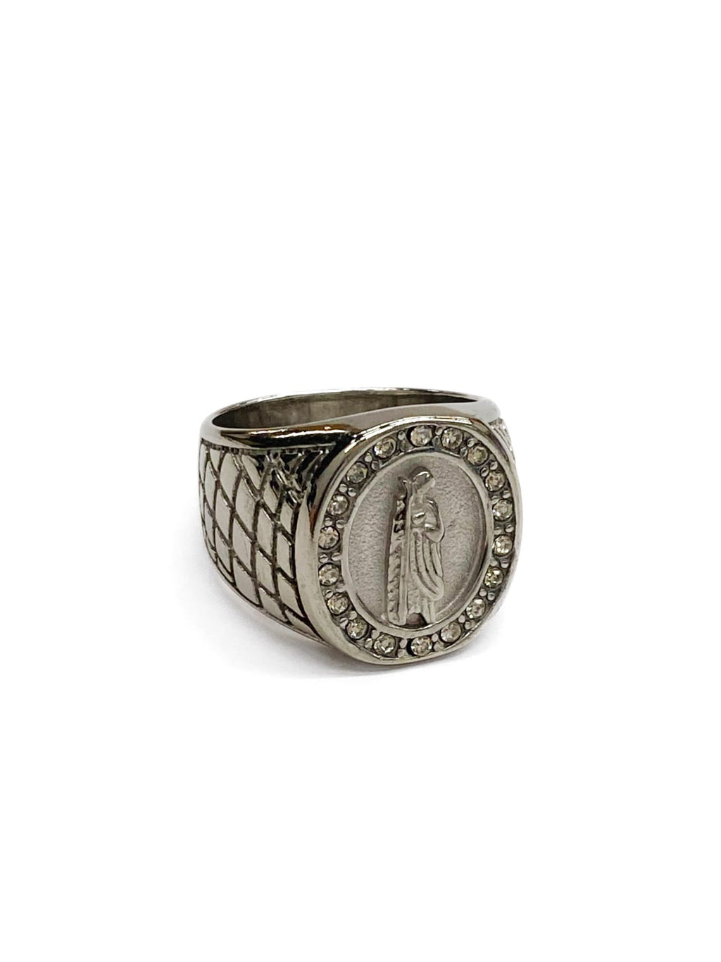 Anillo Religioso Dorado y Plateado Acero Inoxidable M11