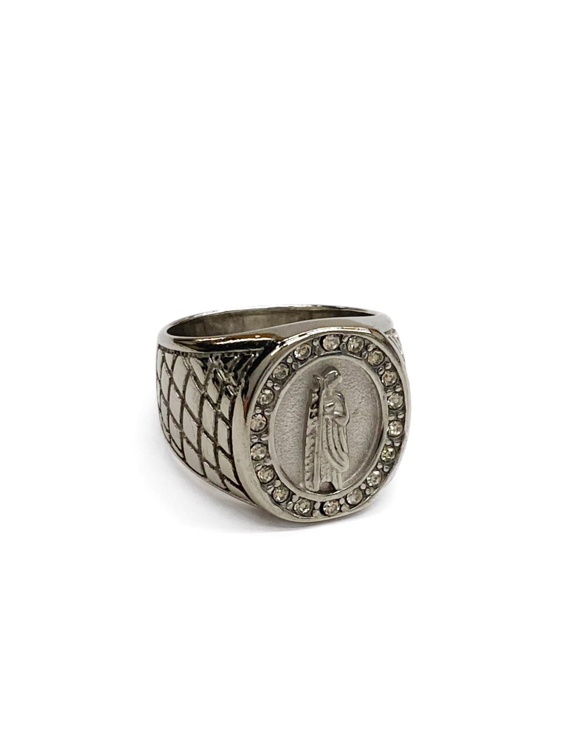 Anillo Religioso Dorado y Plateado Acero Inoxidable M11
