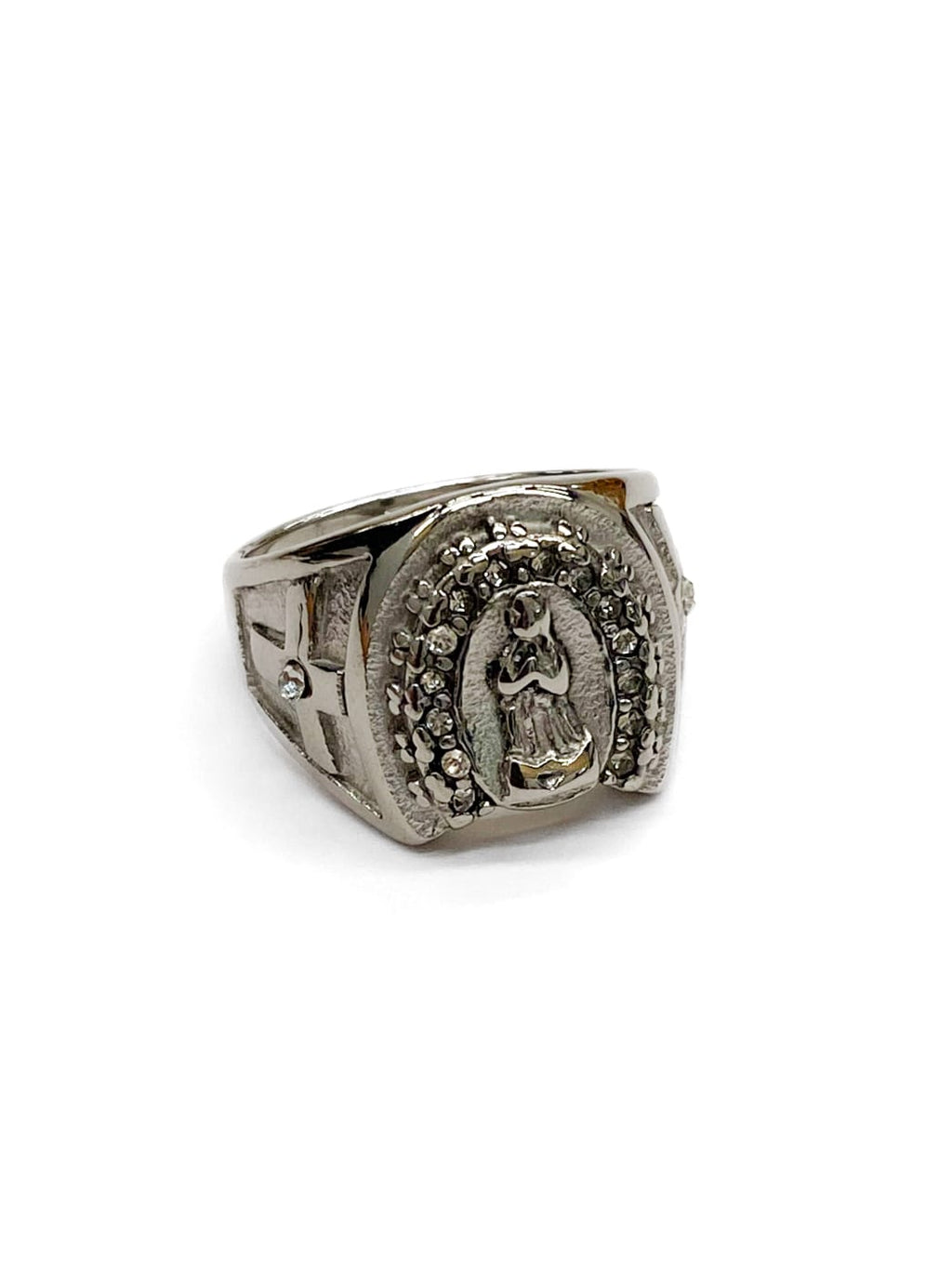 Anillo Religioso Dorado y Plateado Acero Inoxidable M11