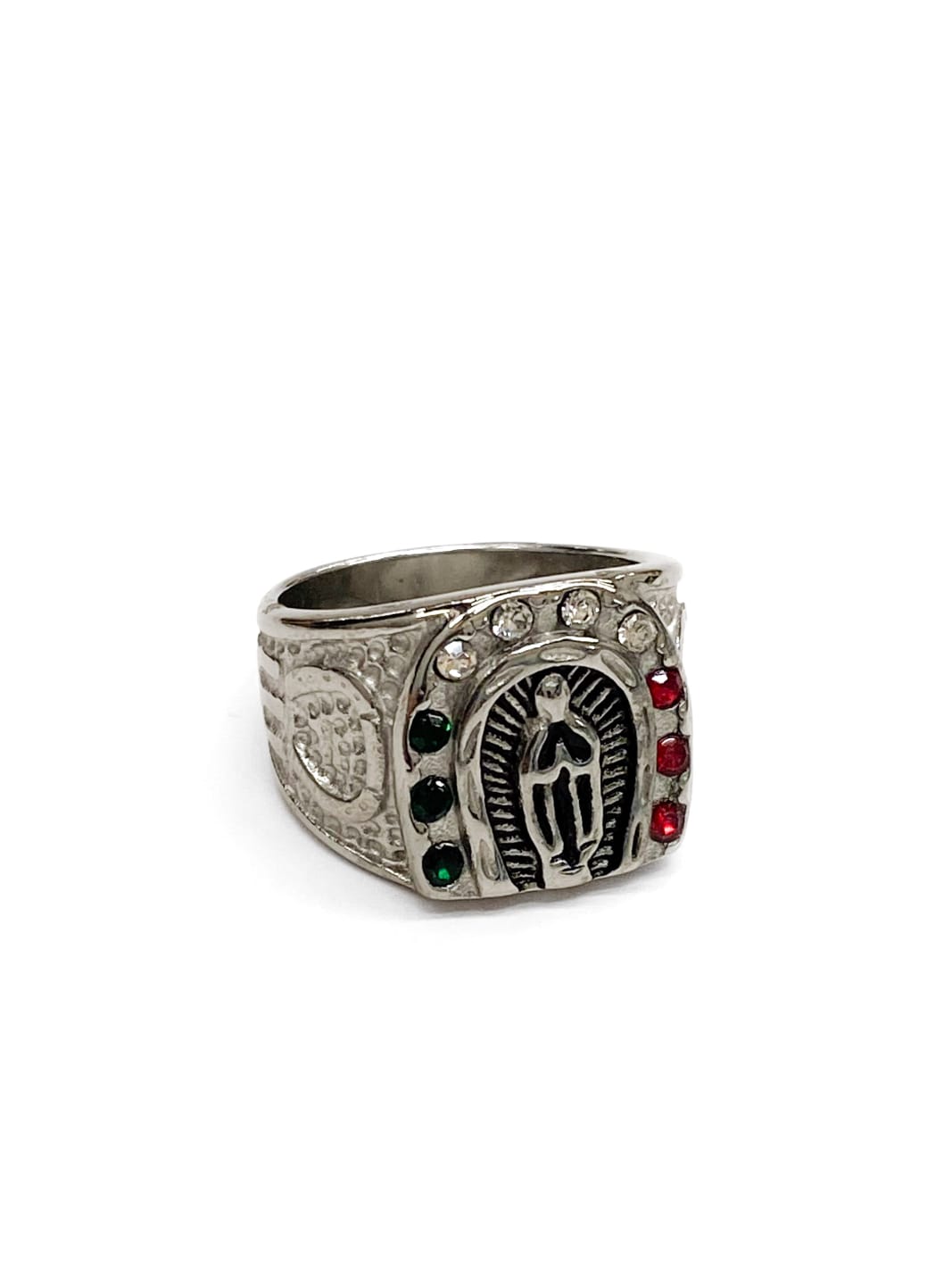 Anillo Religioso Dorado y Plateado Acero Inoxidable M11