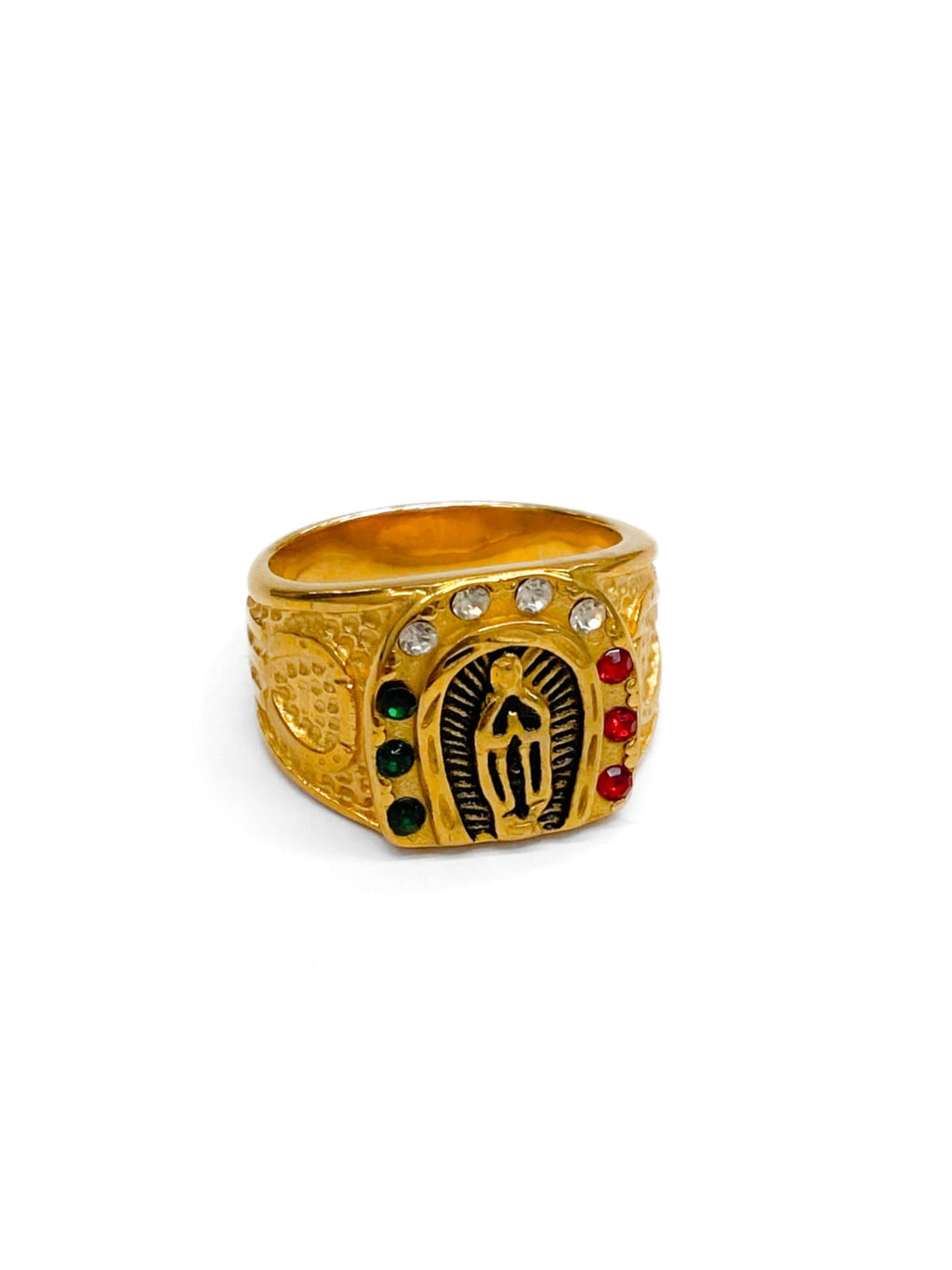 Anillo Religioso Dorado y Plateado Acero Inoxidable M11