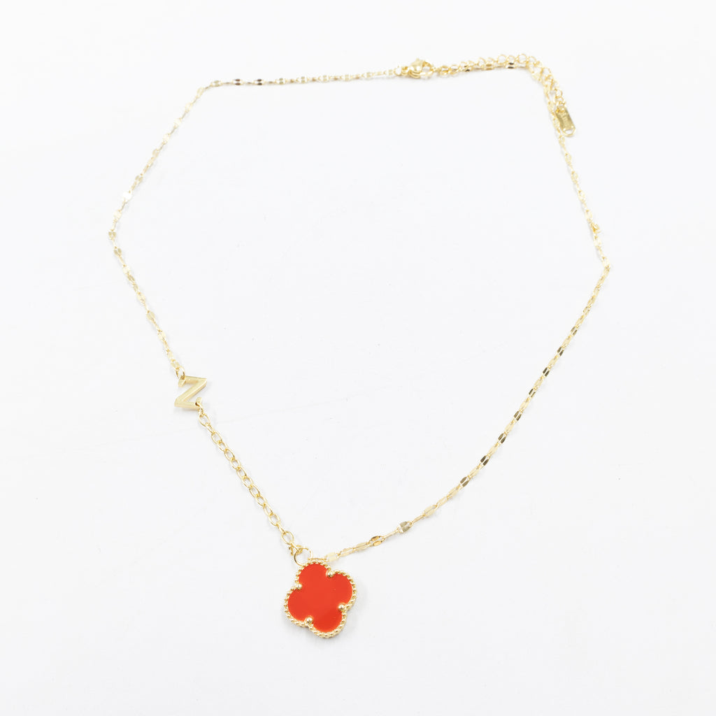 Collares Dorados con dijes de letra Y, Z y dije de Trebol M7 Oro Laminado