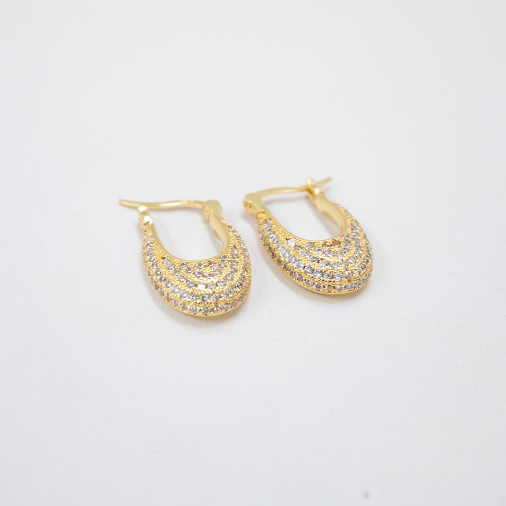 Aretes Dorados con Piedras Blancas M2 Oro Laminado