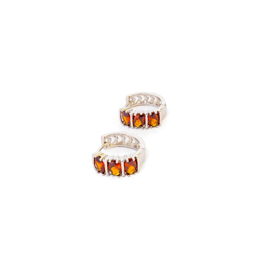 Aretes Plateados Huggies con Piedras Diferentes Colores M14 Oro Laminado