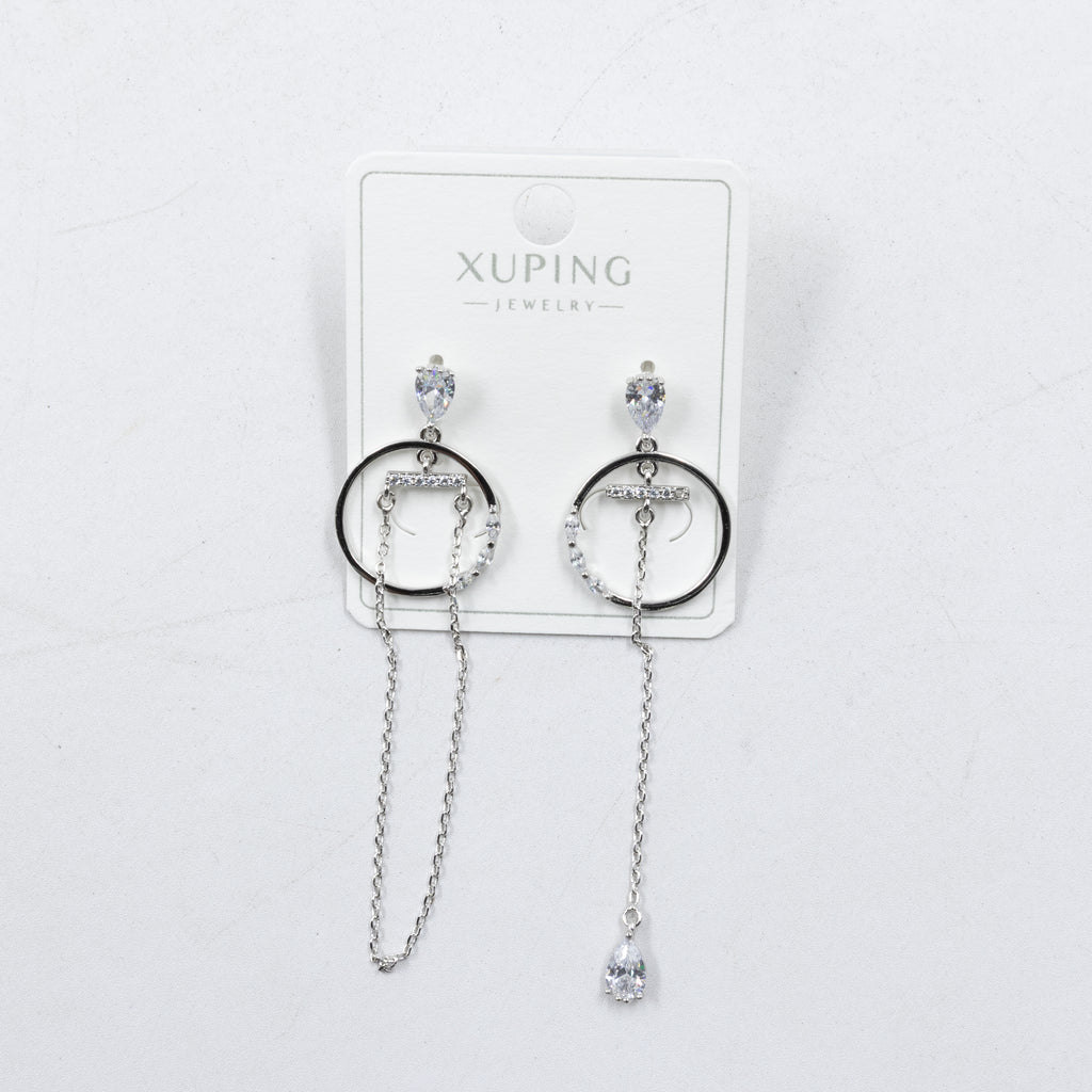 Aretes Plateados con Piedras Xuping M8 Oro Laminado