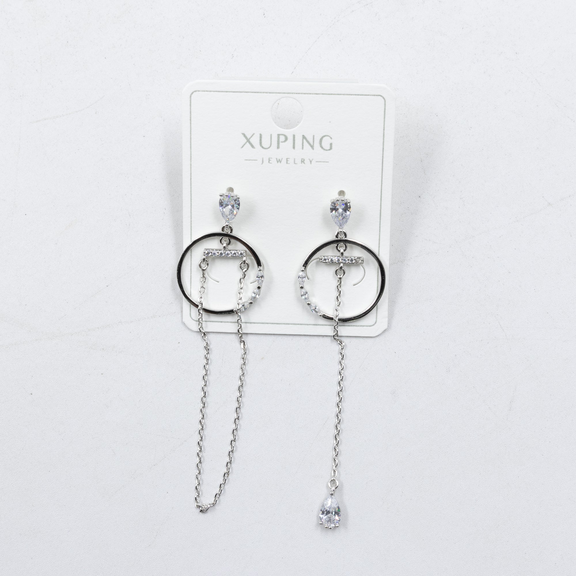Aretes Plateados con Piedras Xuping M8 Oro Laminado