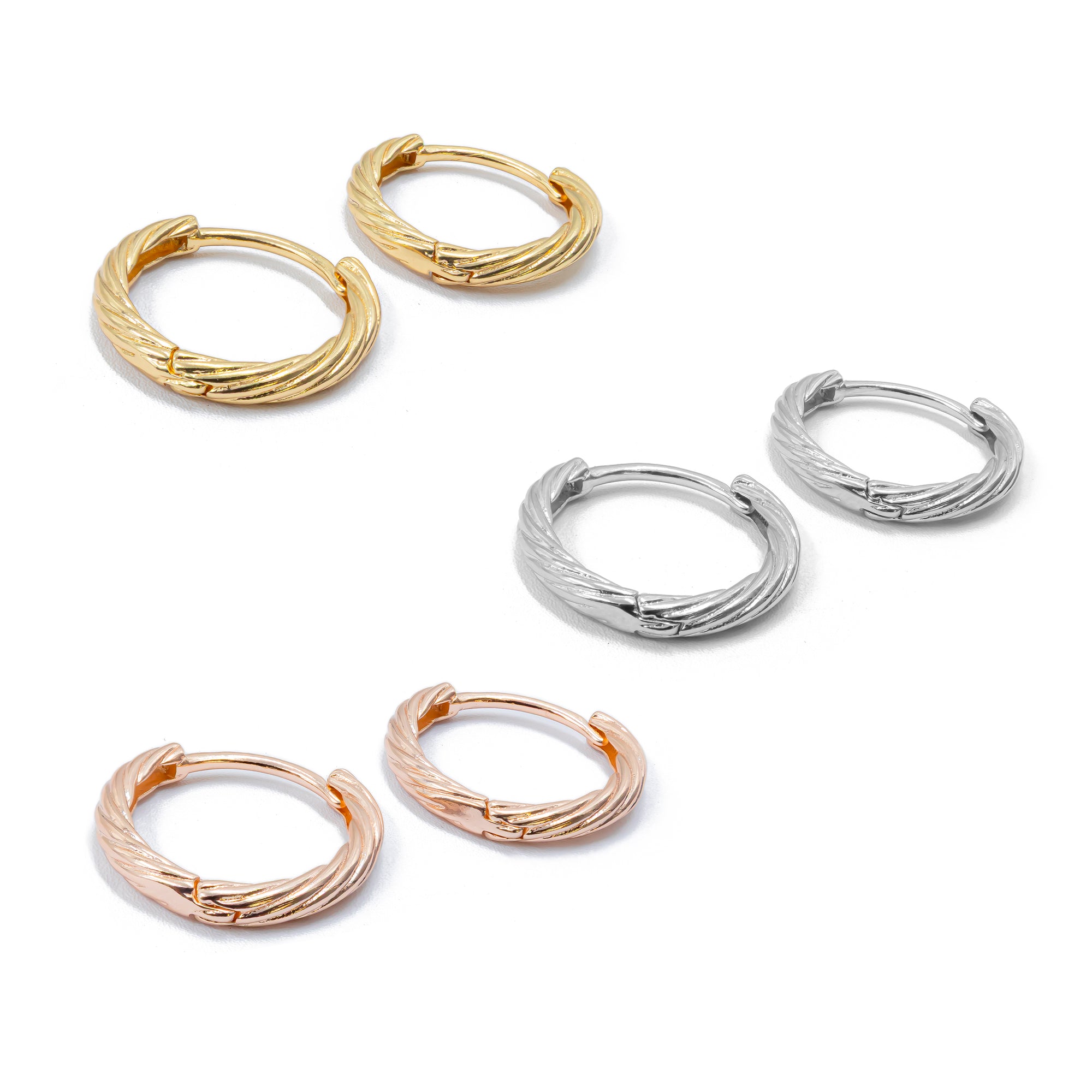 Paquete de 3 pares de Arracadas M2 Oro Laminado