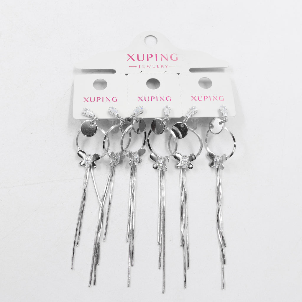 Paquete de tres pares de Aretes Plateados Xuping con piedras M2 Oro Laminado