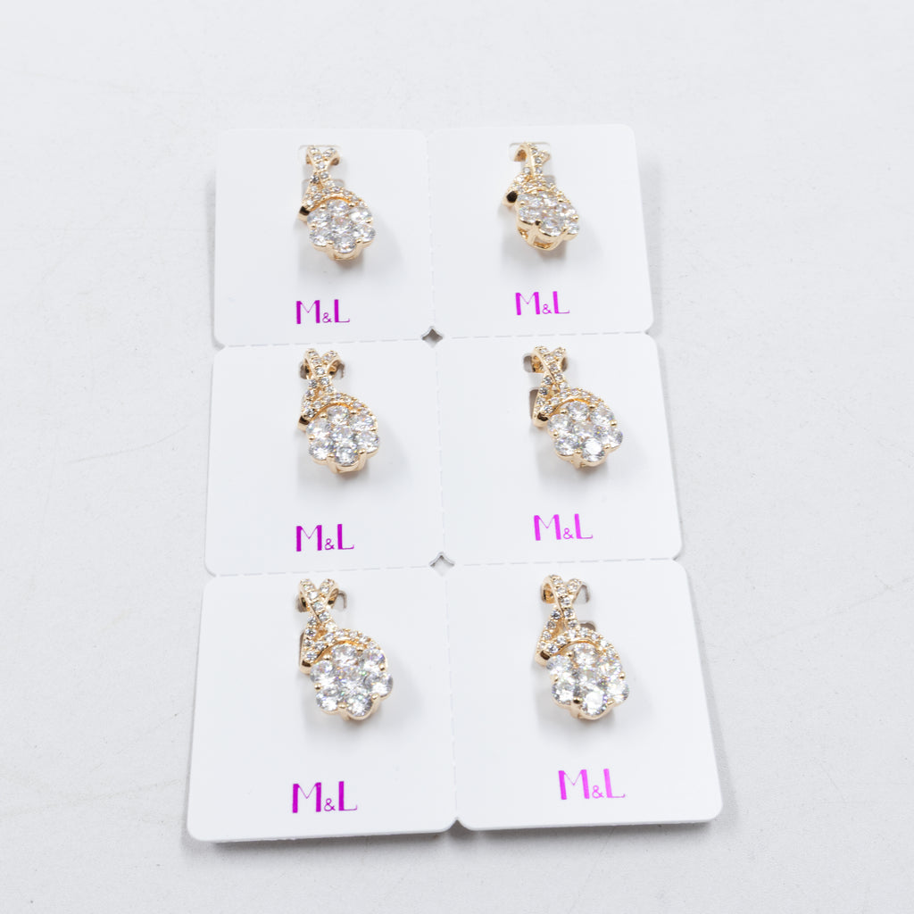 Paquete de 6 dijes con Piedras Oro Rosado  M1 Oro Laminado