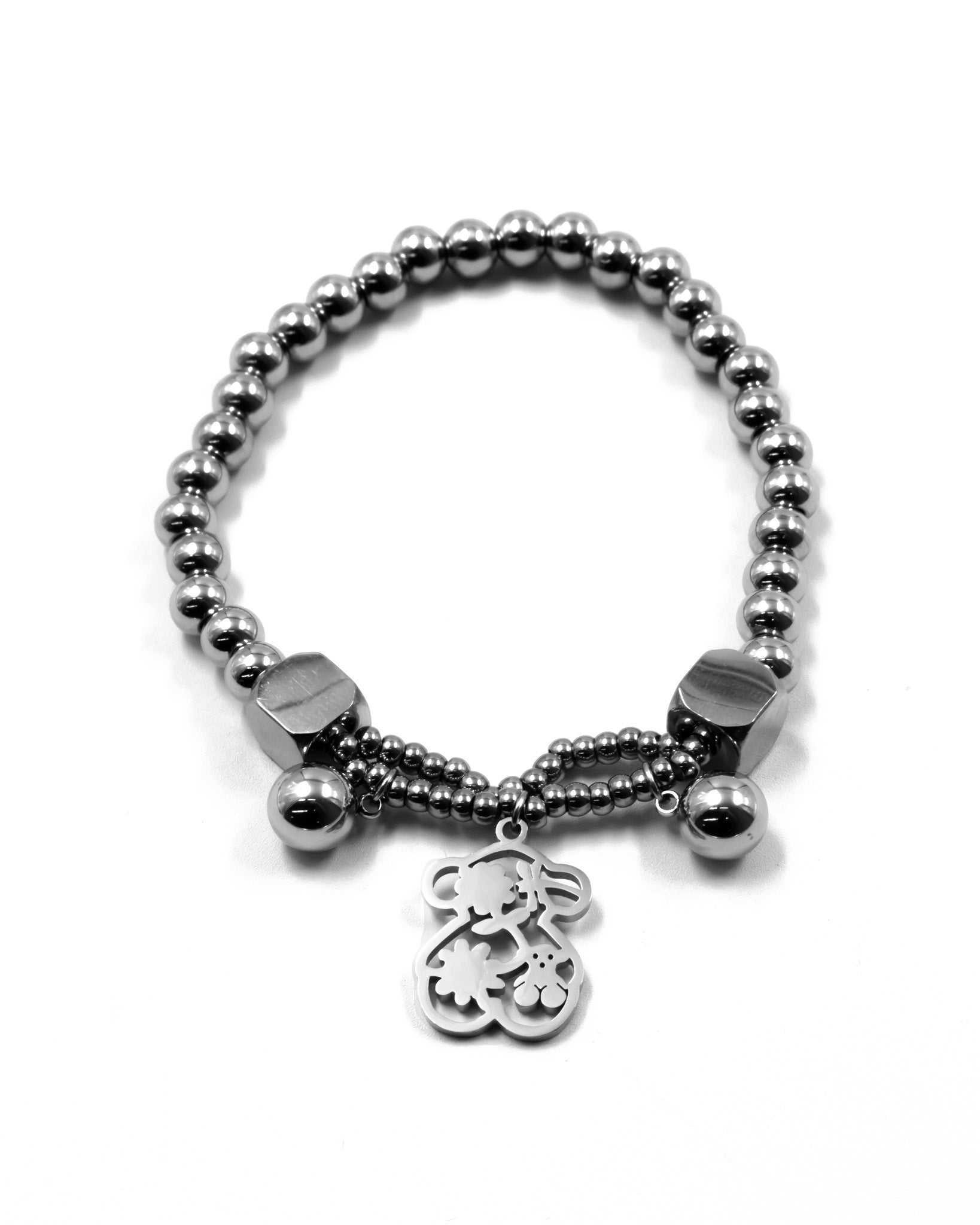 Pulsera de cuentas con dije de Oso - M1 Oro Laminado