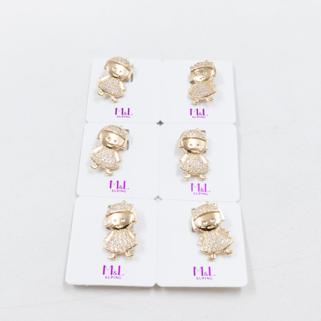 Paquete de 6 dijes con Piedras Oro Rosado  M6 Oro Laminado