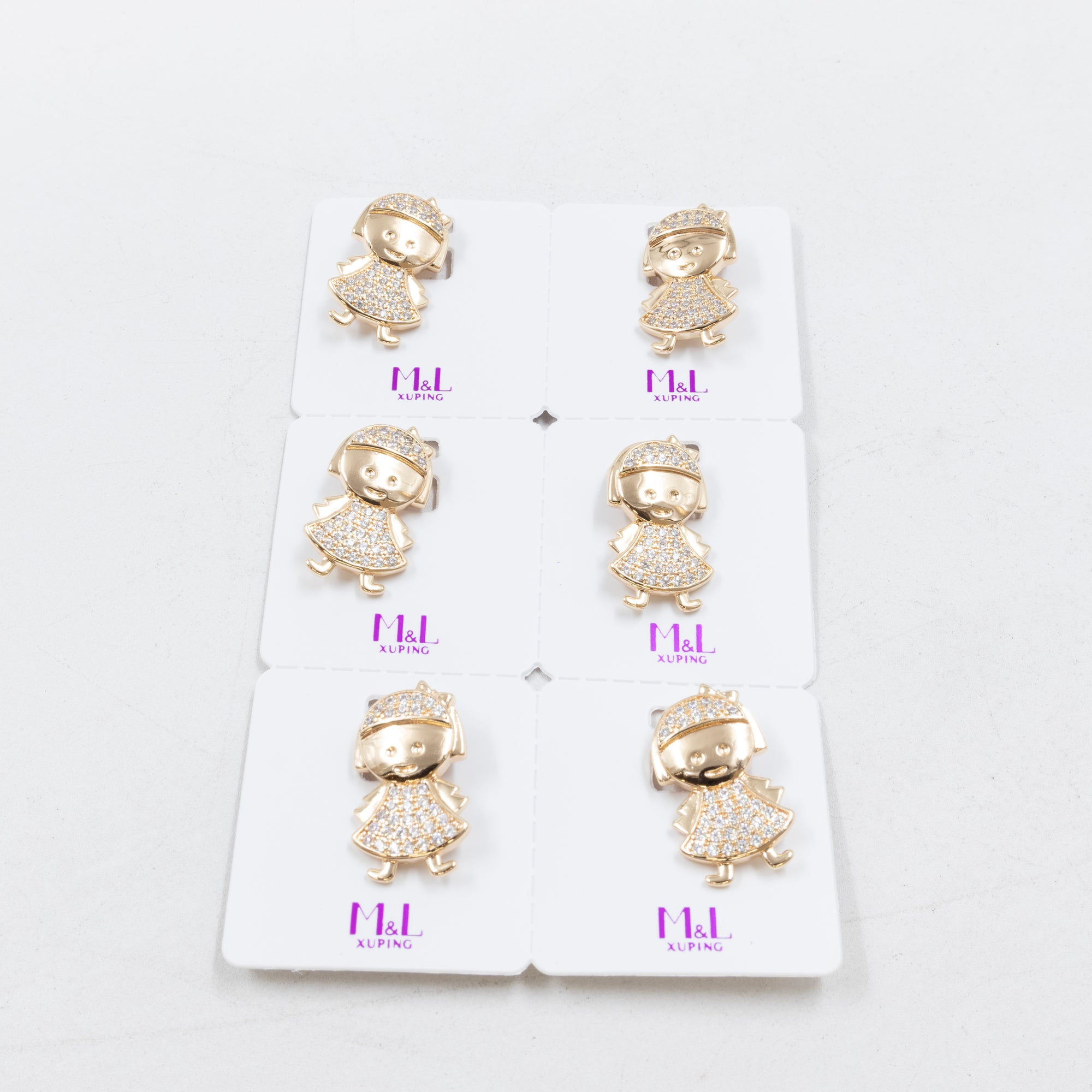 Paquete de 6 dijes con Piedras Oro Rosado  M6 Oro Laminado