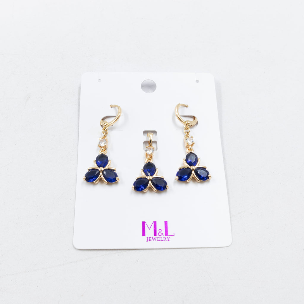 Conjunto de de Aretes y Dije M1 Oro Laminado