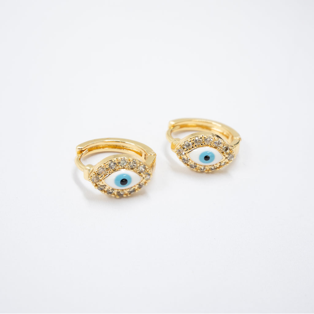 Arete Dorado de Ojo Turco con Piedras M4 Oro Laminado