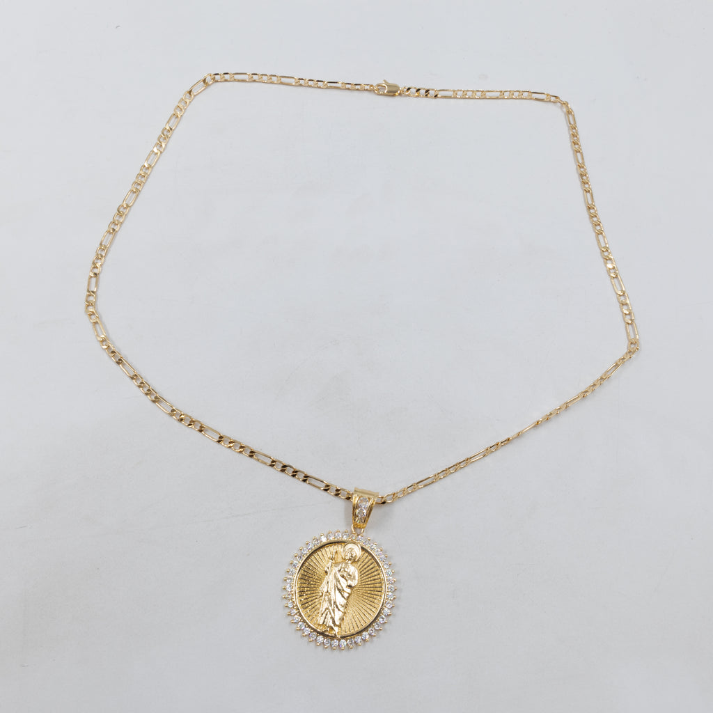 Collar con Dije Religioso Dorado M2 Oro Laminado