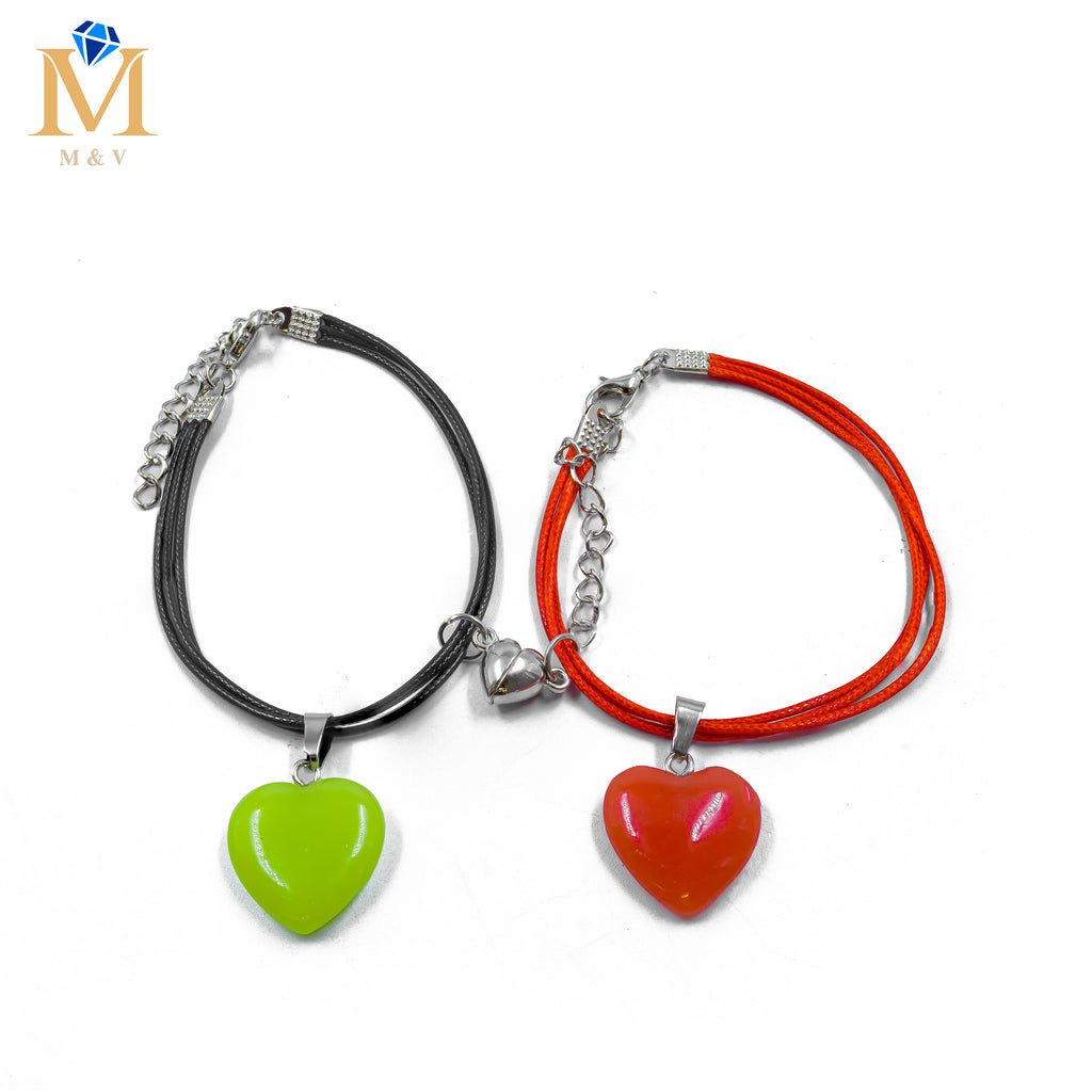 Pulseras de Corazón de Pareja M10 Oro Laminado