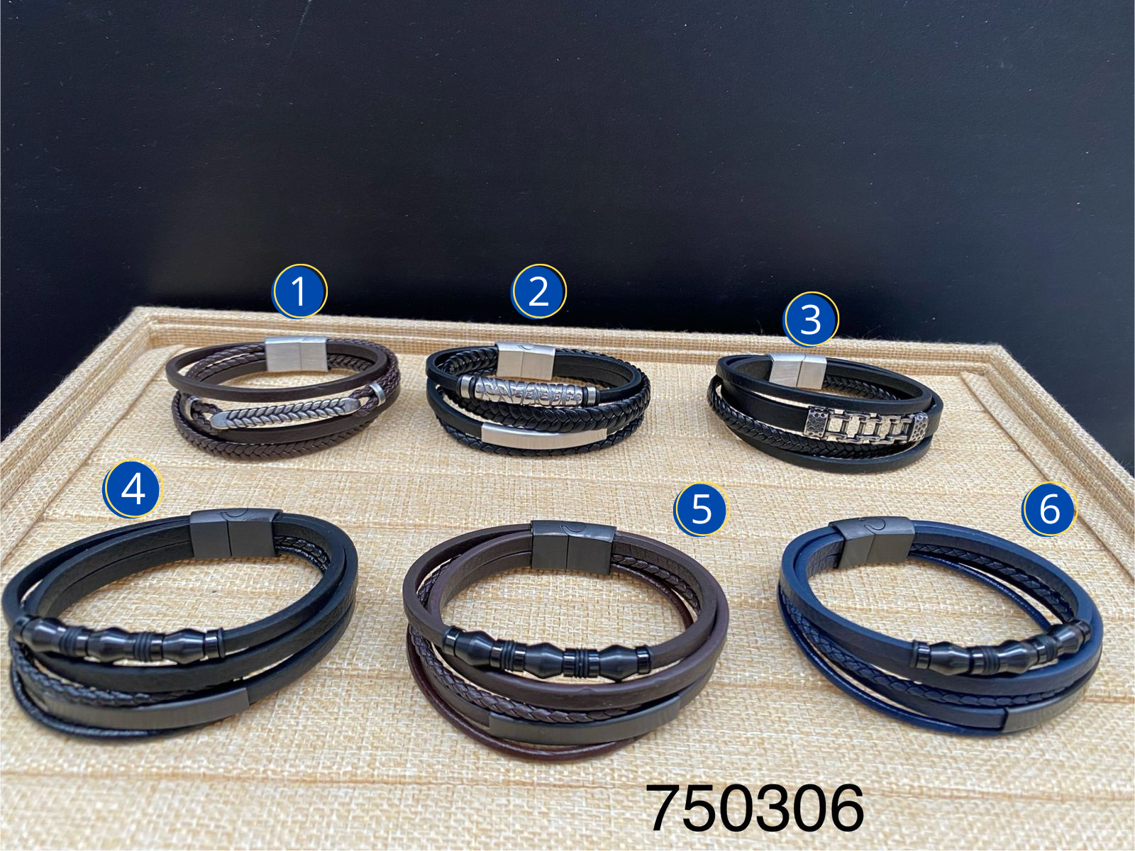 Pulsera de cuero M12 Oro Laminado