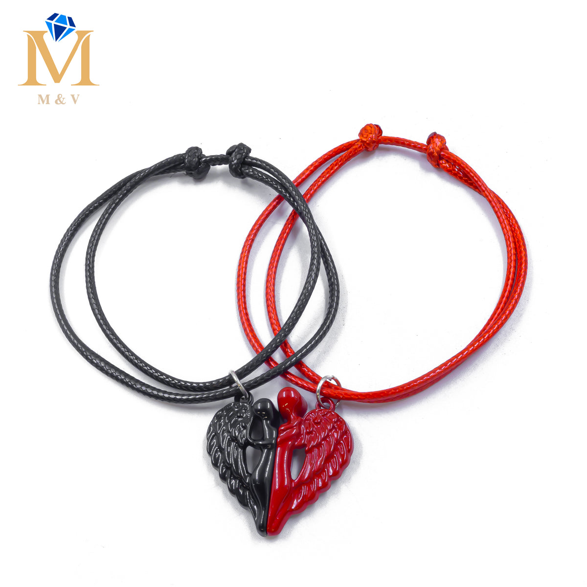 Pulseras de Corazón de Pareja con imán M2 Oro Laminado