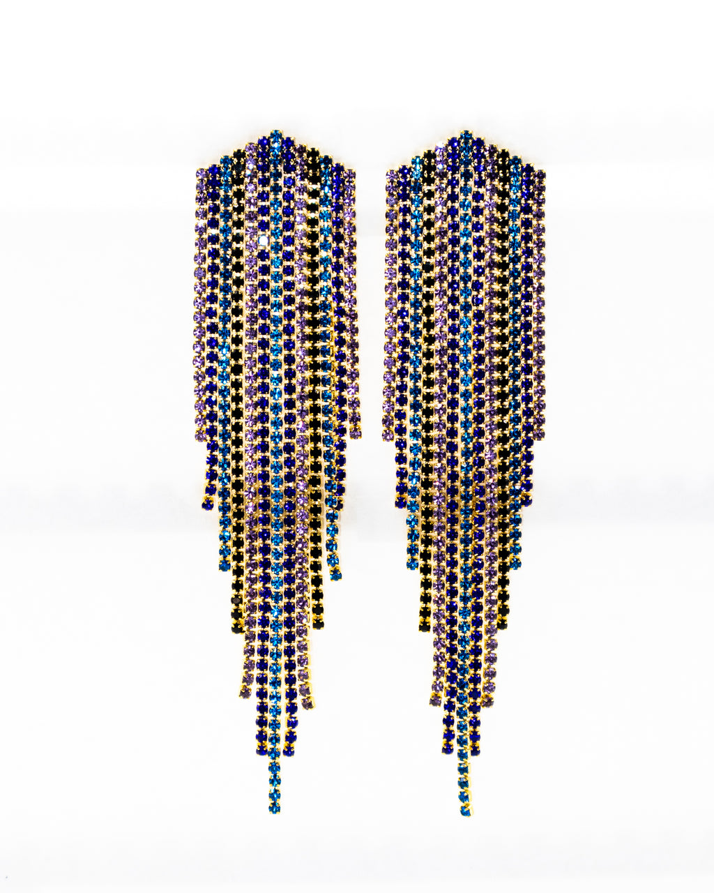Aretes Largos de piedras - M3 Oro Laminado
