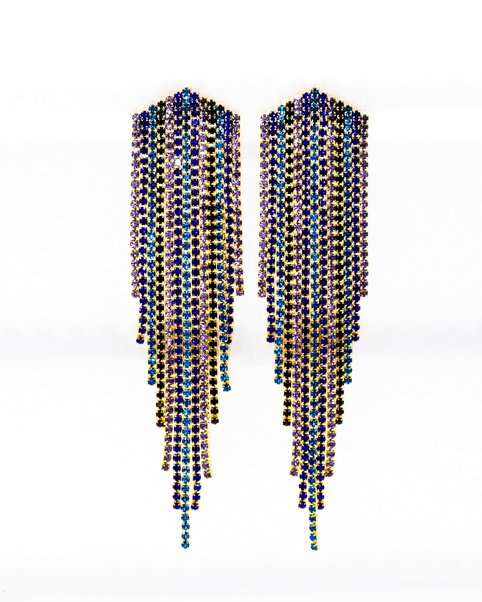Aretes Largos de piedras - M3 Oro Laminado
