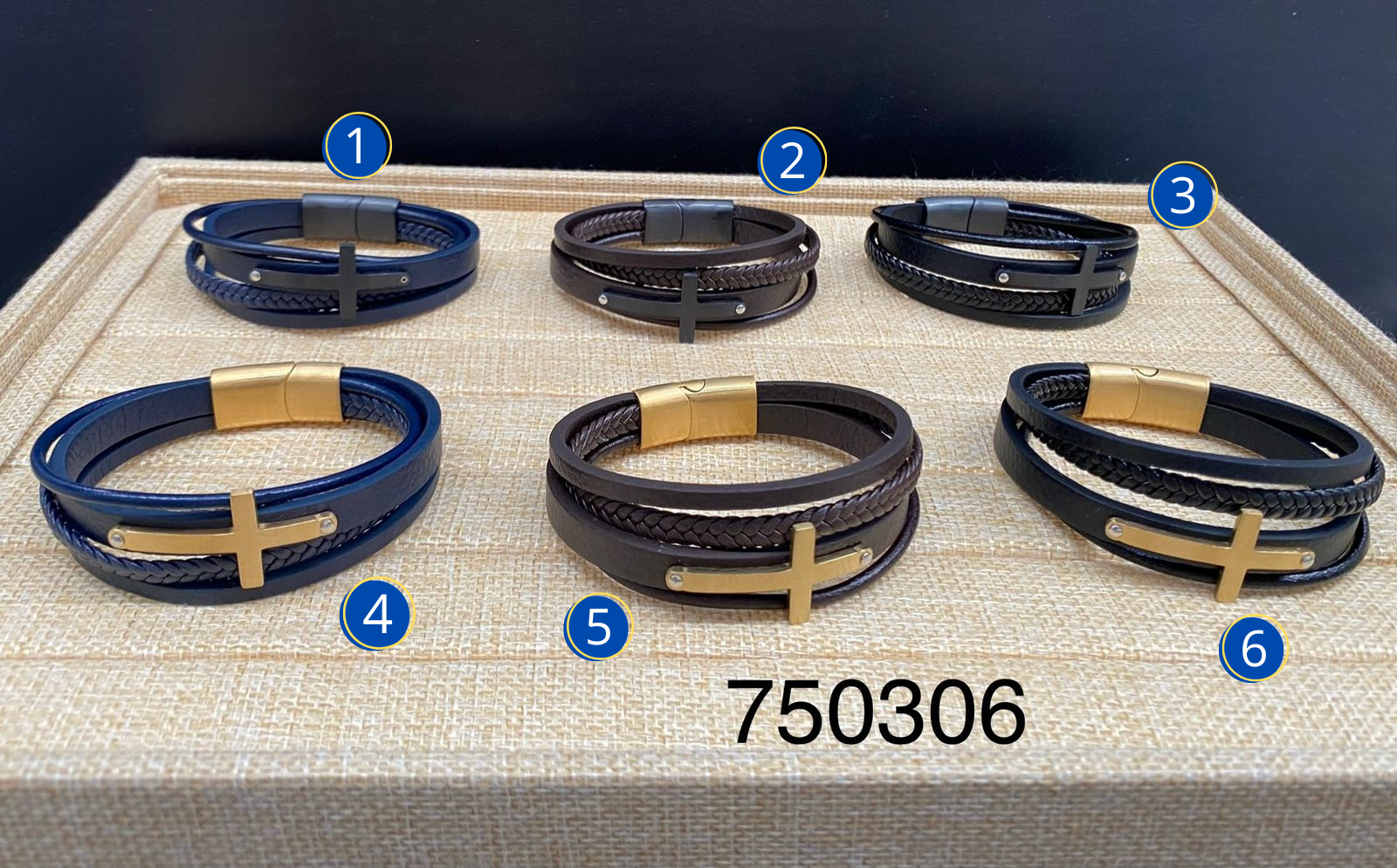 Pulsera de cuero M13 Oro Laminado