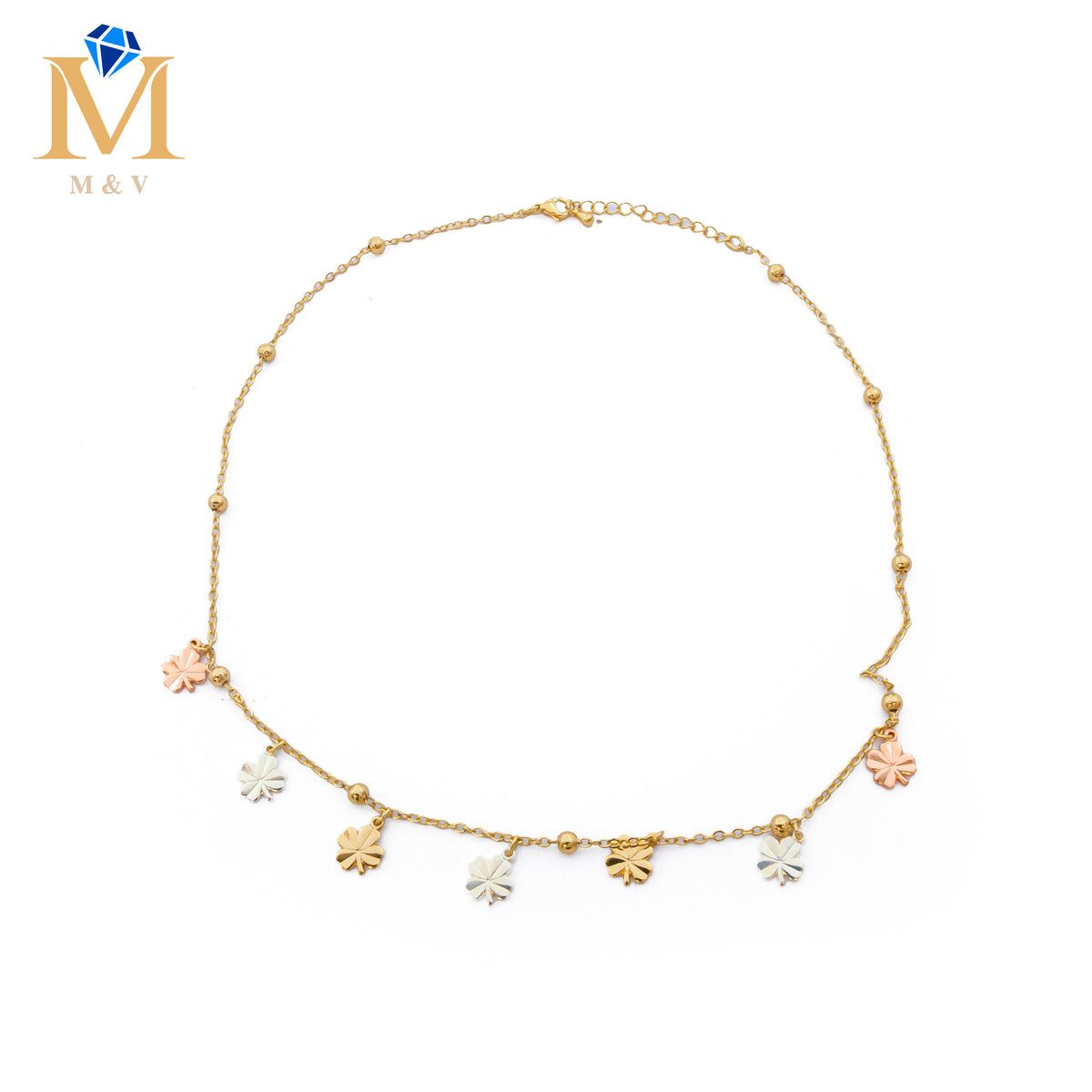Collares Dorados con dijes de tres colores M1 Oro Laminado