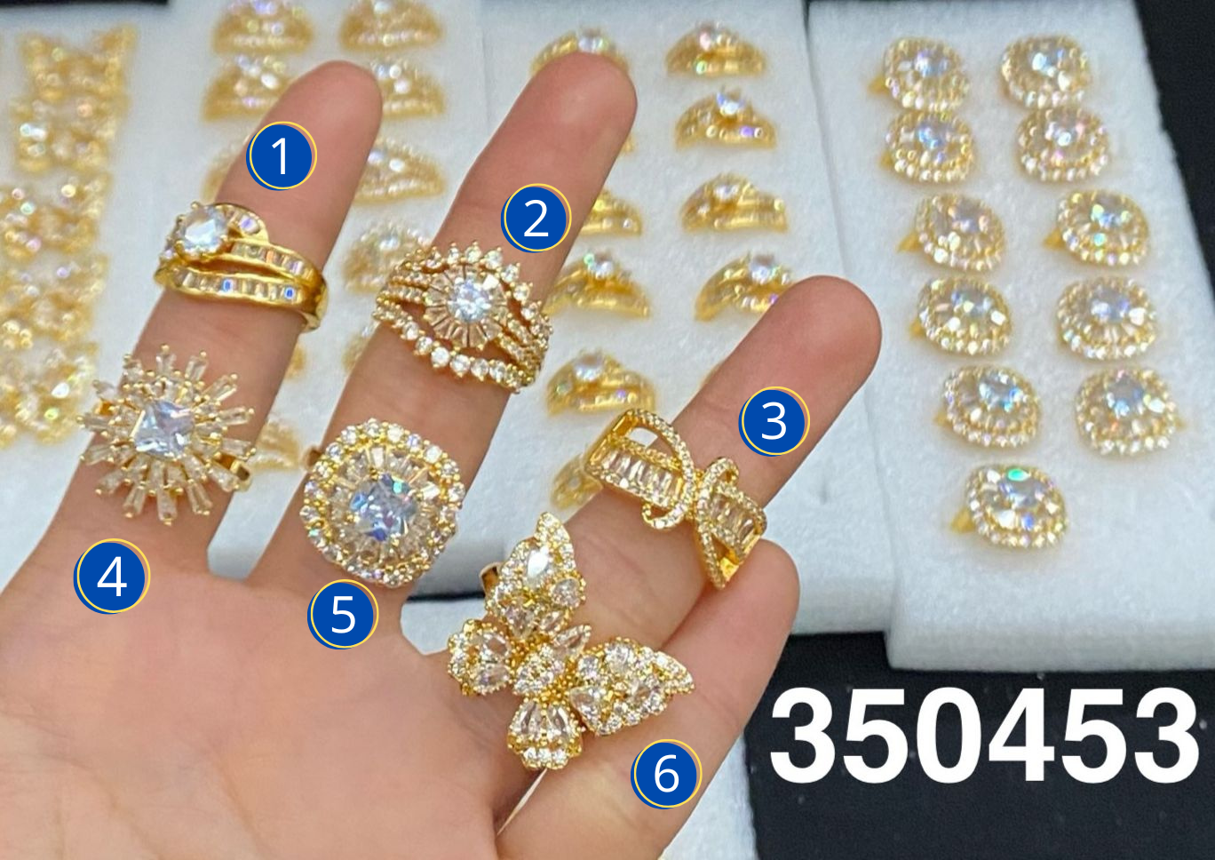 Anillos Dorados con Piedras M2 Oro Laminado