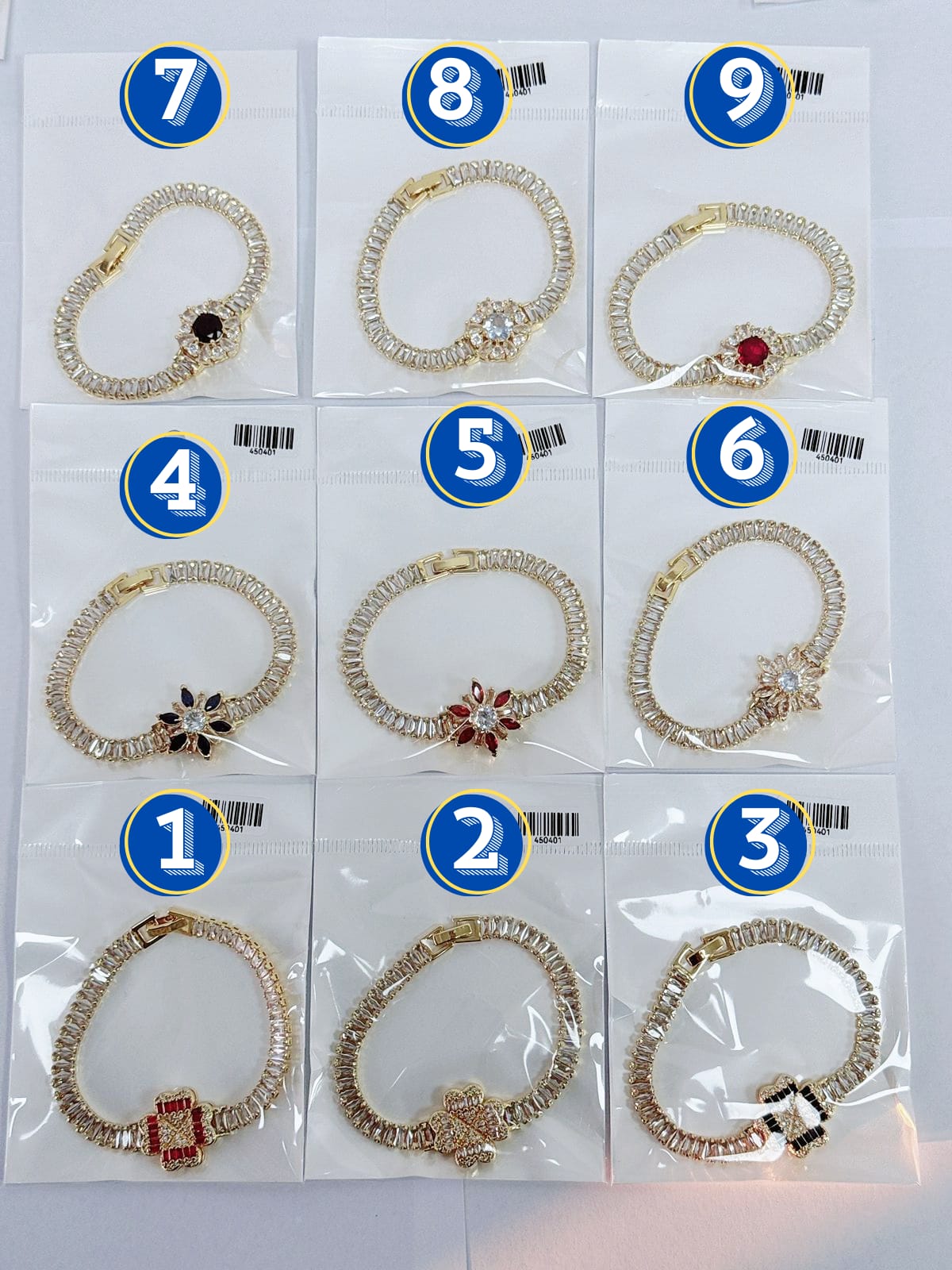 Pulsera Cristal M6 Oro Laminado