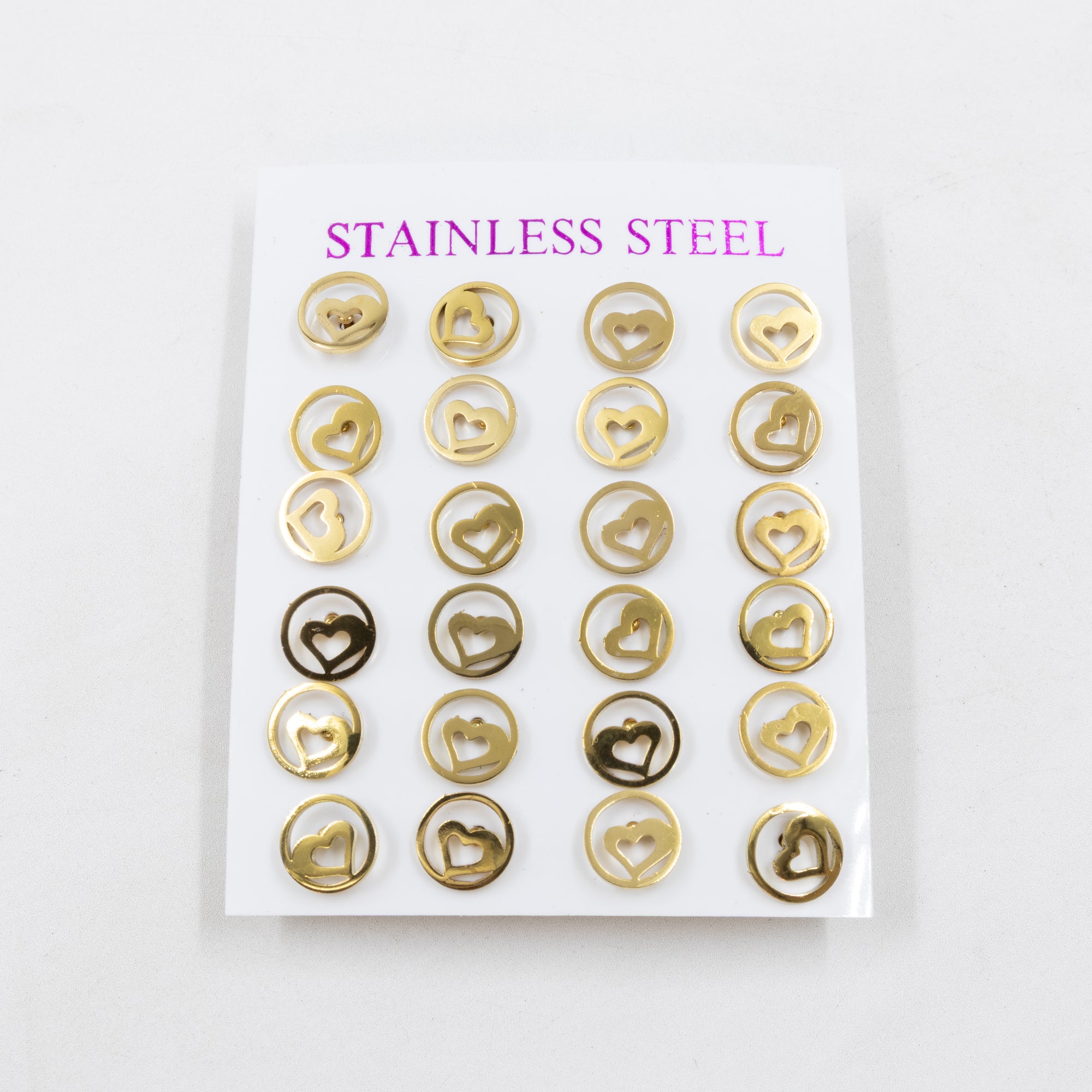 Paquete de 12 Pares de Aretes Dorados M5 Acero Inoxidable